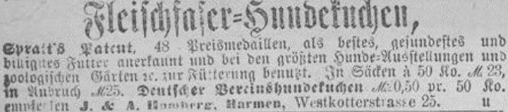 16_Koelnische Zeitung_1883_05_26_Nr144_p4_Hundekuchen_Spratt_Deutscher-Vereins-Hundekuchen
