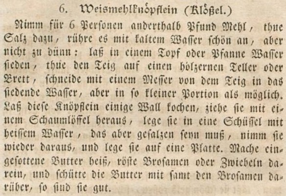 08_Spoerlin_1819_Oberrheinisches Kochbuch_Aufl3_p51_Knoepfle_Kloesse_Spaetzle_Rezept