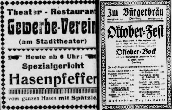 47_Dortmunder Zeitung_1924_11_05_Nr520_p10_Rhein- und Ruhrzeitung_1935_10_17_Nr477_p10_Restaurant_Gasstaette_Spaetzle_Oktoberfest_Regionale-Kueche